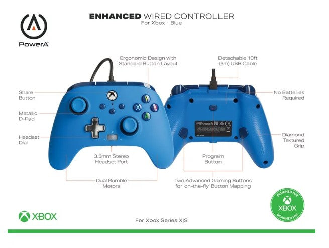 PowerA Enhanced Wired Controller for Xbox Series X|S - Blue