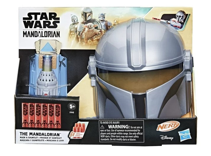 NERF Star Wars The Mandalorian Mask & Gauntlet, Star Wars NERF Blaster, Star Wars Mask