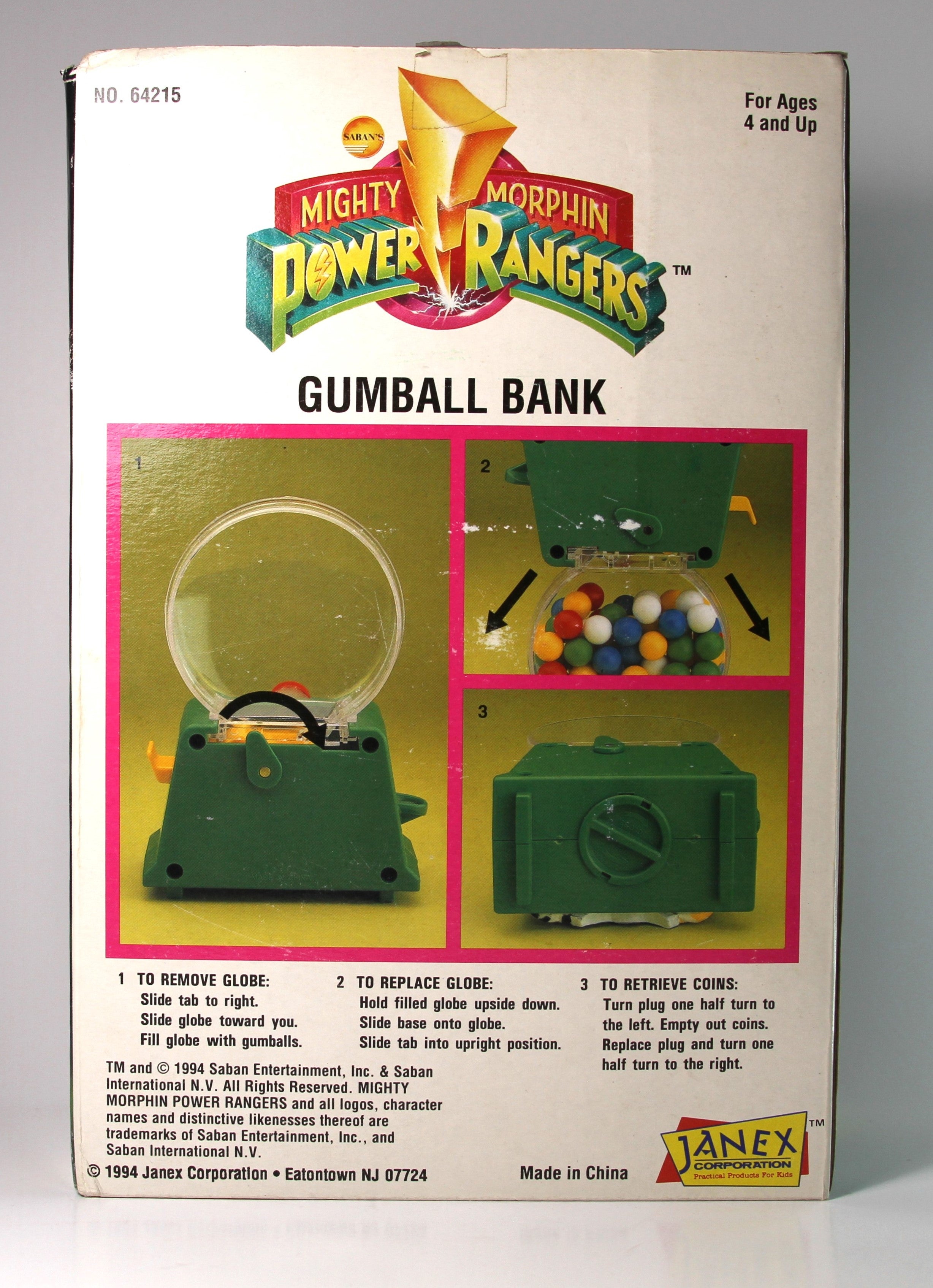 Vintage 1994 MIGHTY MORPHIN POWER RANGERS GUMBALL COIN BANK